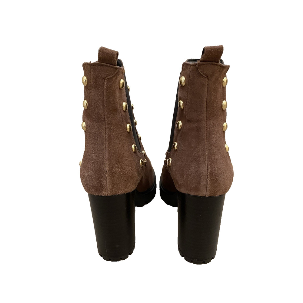 Barney's New York Womens Chelsea Suede‎ Studded Booties 37 Lug Sole Luxury Boho - Picture 7 of 9
